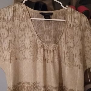 Tan ,cream and white blouse